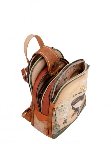 Motxilla Triple Compartiment Anekke - Peace & Love Camel