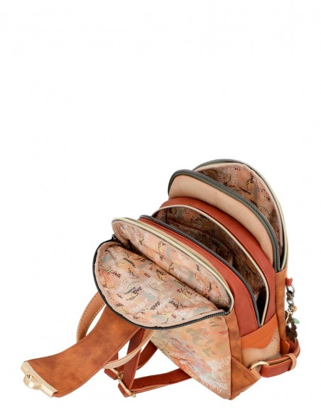 Motxilla Triple Compartiment Anekke - Peace & Love Camel