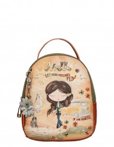 Mochila Pequena Anekke -Peace & Love Castanho