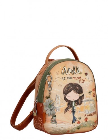Mochila Pequena Anekke -Peace & Love Castanho