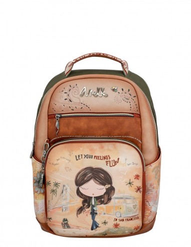 Mochila Escolar Anekke - Peace & Love Camel