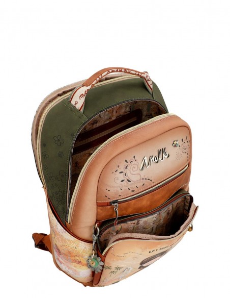 Mochila Escolar Anekke - Peace & Love Camel