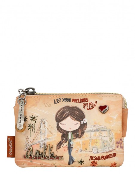 Moneder Triple Compartiment Anekke - Peace & Love Camel