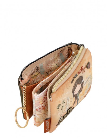 Monedero Triple Compartimiento Anekke - Peace & Love Camel