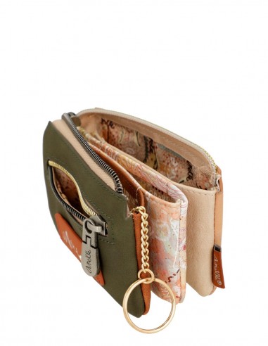 Monedero Triple Compartimiento Anekke - Peace & Love Camel