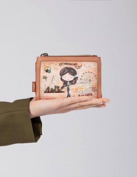 Carteira Suave Rfid Anekke - Peace & Love Camel