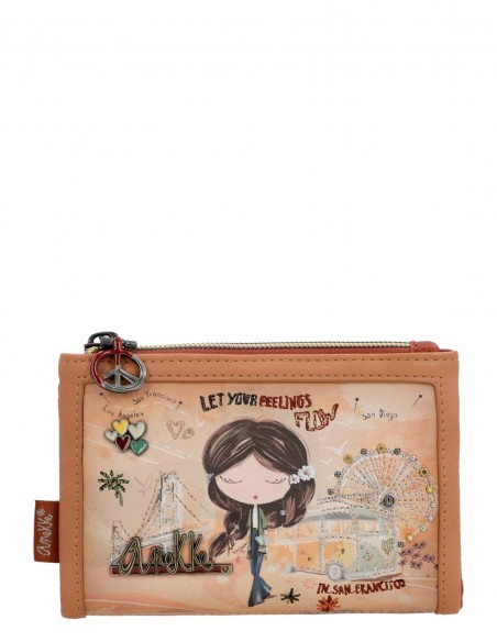 Carteira Suave Rfid Anekke - Peace & Love Camel