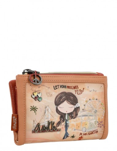 Carteira Suave Rfid Anekke - Peace & Love Camel