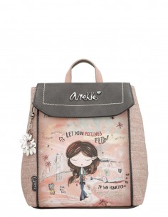 Mochila Urbana Anekke - Peace & Love Rosa