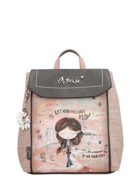 Mochila Urbana Anekke - Peace & Love Rosa