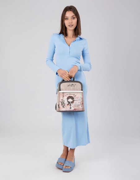 Mochila Doble Compartimento Anekke - Peace & Love Rosa