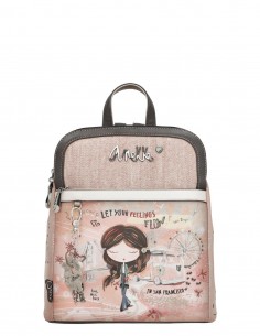 Motxilla Doble Compartiment Anekke - Peace & Love Rosa 2