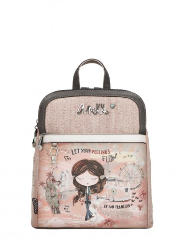 Motxilla Doble Compartiment Anekke - Peace & Love Rosa