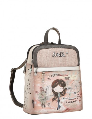 Mochila Doble Compartimento Anekke - Peace & Love Rosa