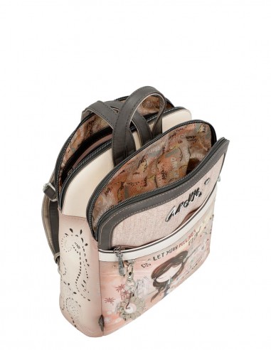 Mochila Doble Compartimento Anekke - Peace & Love Rosa