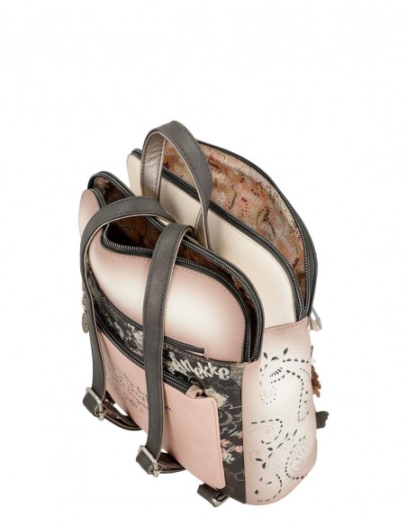 Mochila Doble Compartimento Anekke - Peace & Love Rosa