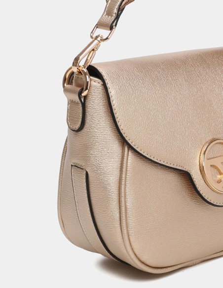 Bandolera dorada con solapa Binnari - Elsa