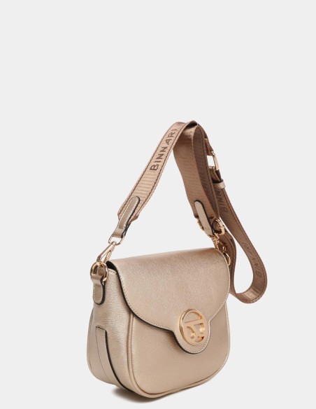 Bandolera dorada con solapa Binnari - Elsa