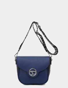 Bandolera azul con solapa Binnari - Elsa