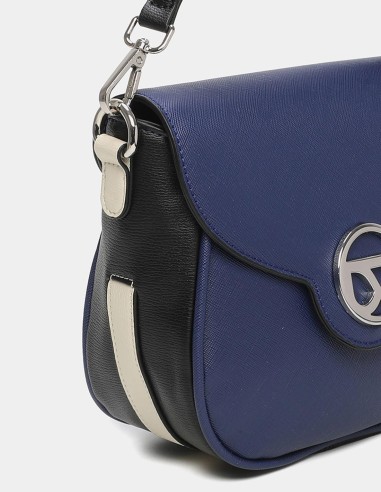 Bandolera azul con solapa Binnari - Elsa