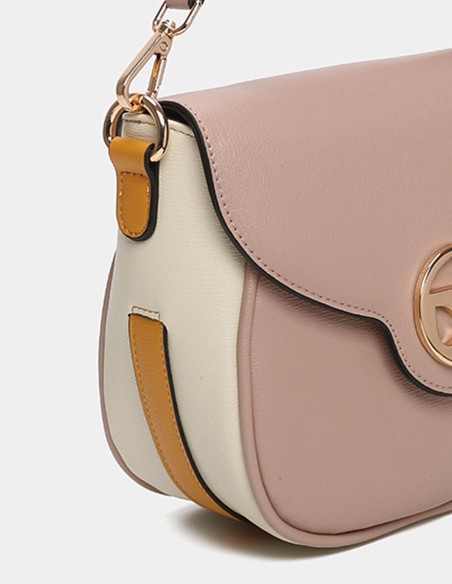 Bandolera rosa palo con solapa Binnari - Elsa