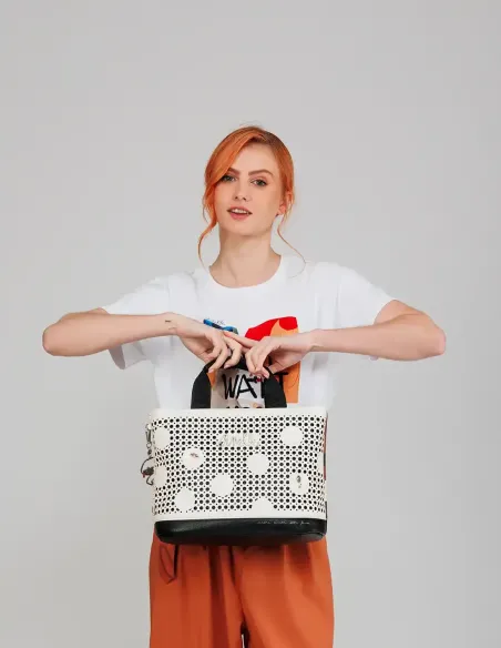 Bolso de Mano con Bandolera Anekke Lunares