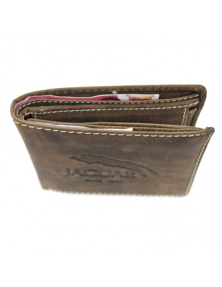 Carteira Americana com porta moedas Jaguar - Crazy Horse  8 cartões