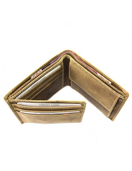 Carteira Americana com porta moedas Jaguar - Crazy Horse  8 cartões