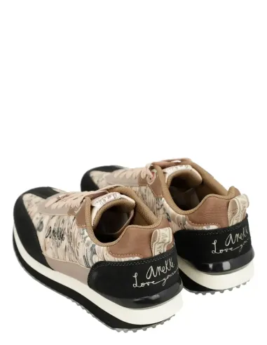 Deportivos Negro Y Dorado Suela Multicolor Anekke Real