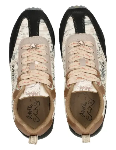 Deportivos Negro Y Dorado Suela Multicolor Anekke Real