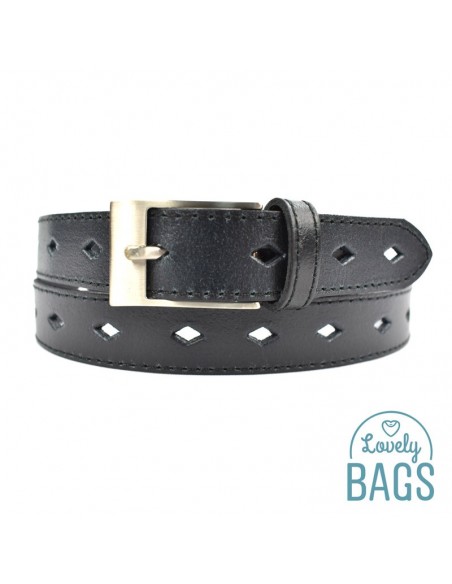Cinturó de Dona Tagar - de Pell amb Furats amb forma de Rombes