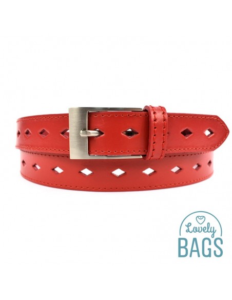 Cinturó de Dona Tagar - de Pell amb Furats amb forma de Rombes