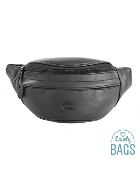 Bolsa de cintura de pele negra Francinel - Palermo