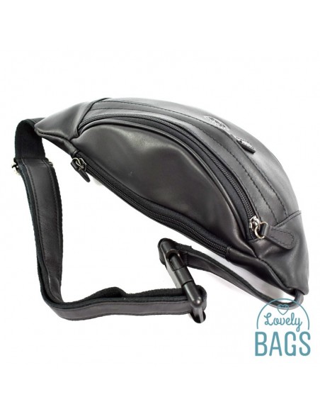 Bolsa de cintura de pele negra Francinel - Palermo