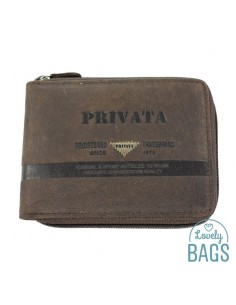 Cartera Americana d'Home amb Cremallera, PRIVATA - METAL amb Pell