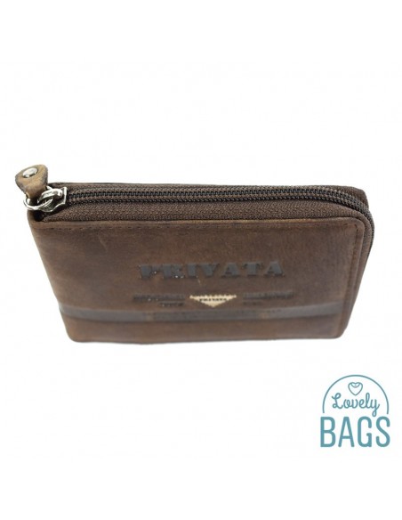 Cartera Americana d'Home amb Cremallera, PRIVATA - METAL amb Pell