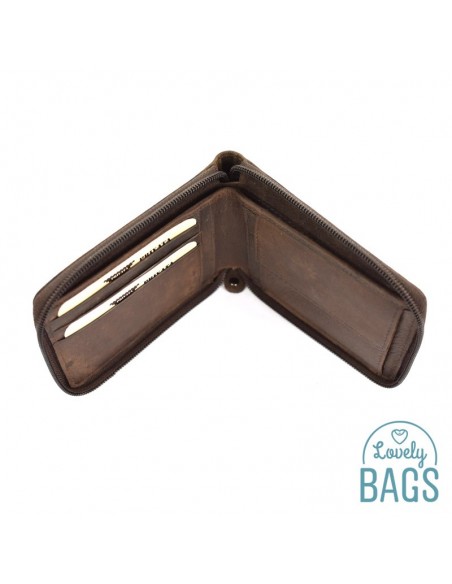 Cartera Americana de Hombre con Cremallera, PRIVATA - METAL en Piel