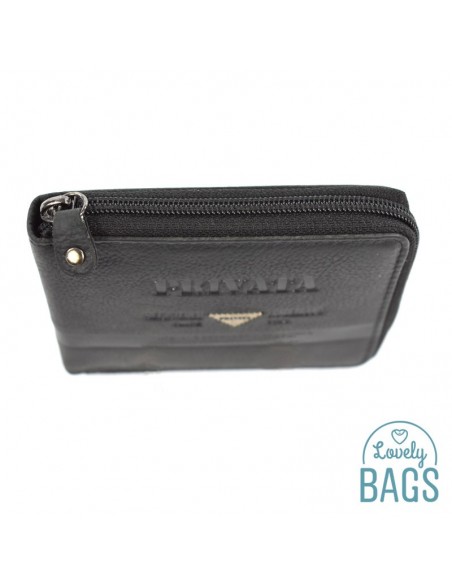 Cartera Americana d'Home amb Cremallera, PRIVATA - METAL amb Pell