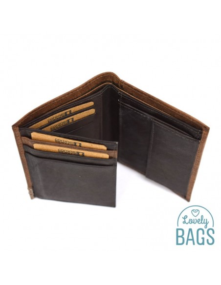 Cartera con monedero Coronel Tapioca  - COMBINAT hecho en Piel de búfalo combinado con lona