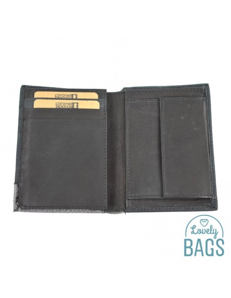 Cartera con monedero Coronel Tapioca  - COMBINAT hecho en Piel de búfalo combinado con lona