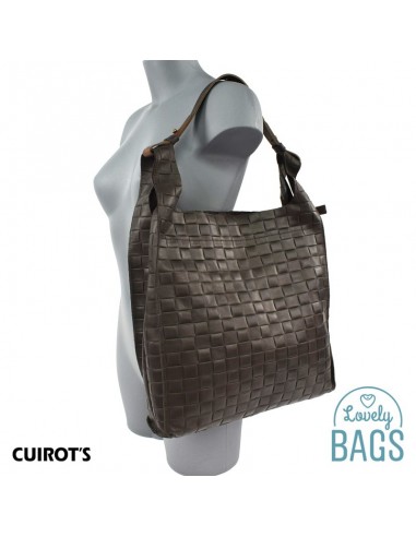 Mala Shopper Grande Cuirots com uma alça - Couro Maverick trançado