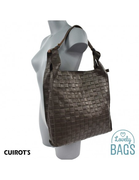 Mala Shopper Grande Cuirots com uma alça - Couro Maverick trançado