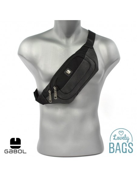 Bolsa de cintura preta e cinzenta Gabol - Bremem
