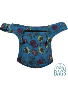Ronyonera de roba hippie blau floral amb tanca clic - Stitching