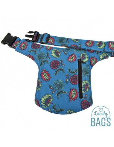 Ronyonera de roba hippie blau floral amb tanca clic - Stitching