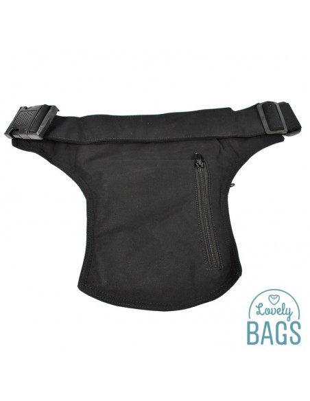 Ronyonera lateral negra amb tancament click - stitching