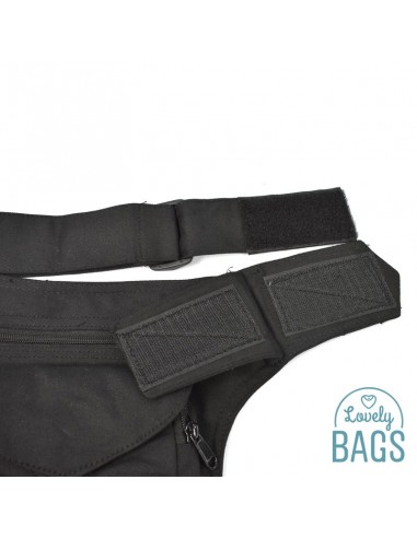 Bolsa de Cintura preta com fecho de velcro - Stitching