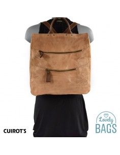 Mochila Bege Grande antifurto Cuirots - Couro Firenze 2