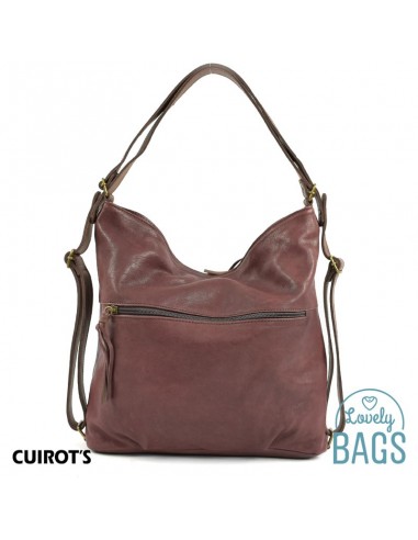 Bolso Mochila Hobo de Piel Burdeos Cuirots