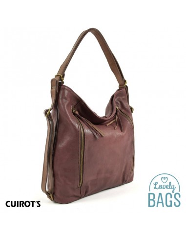Bolso Mochila Hobo de Piel Burdeos Cuirots